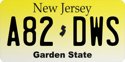 NJ license plate A82DWS