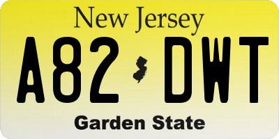 NJ license plate A82DWT