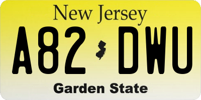 NJ license plate A82DWU
