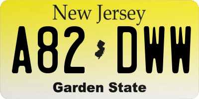 NJ license plate A82DWW