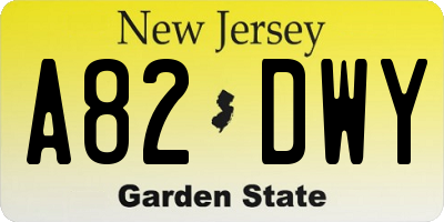 NJ license plate A82DWY