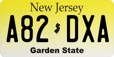 NJ license plate A82DXA