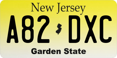 NJ license plate A82DXC