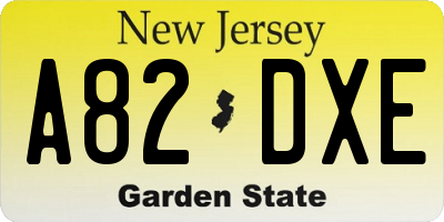 NJ license plate A82DXE
