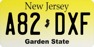 NJ license plate A82DXF