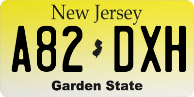 NJ license plate A82DXH
