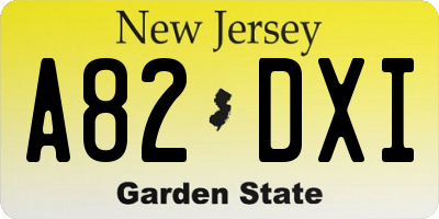 NJ license plate A82DXI
