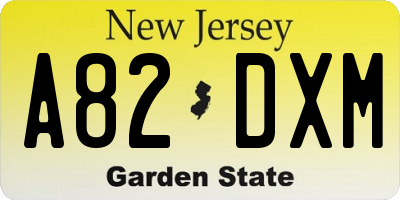 NJ license plate A82DXM