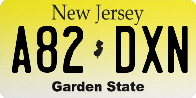 NJ license plate A82DXN