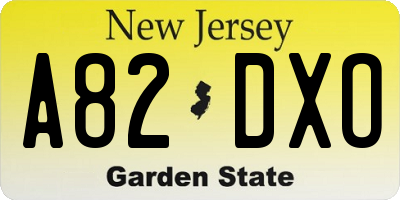 NJ license plate A82DXO