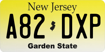 NJ license plate A82DXP