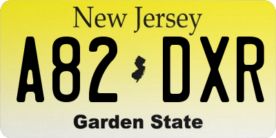 NJ license plate A82DXR