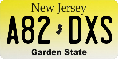 NJ license plate A82DXS