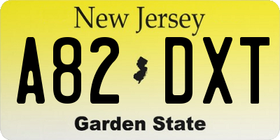 NJ license plate A82DXT