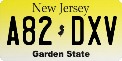 NJ license plate A82DXV