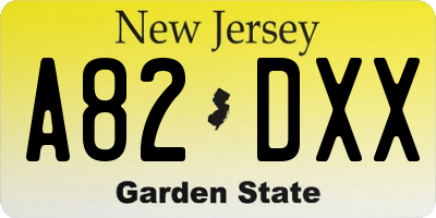 NJ license plate A82DXX