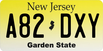 NJ license plate A82DXY