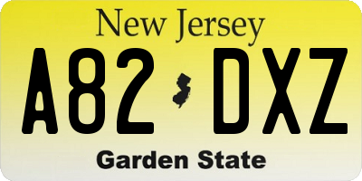 NJ license plate A82DXZ