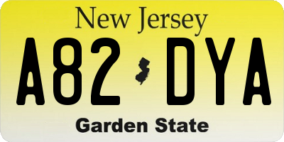 NJ license plate A82DYA