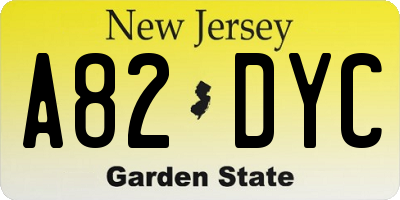 NJ license plate A82DYC