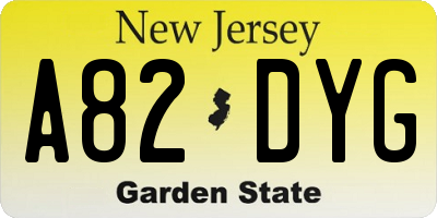 NJ license plate A82DYG