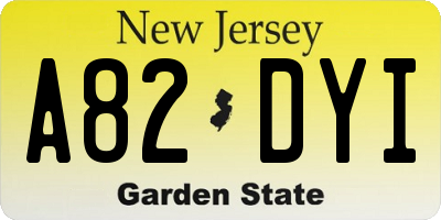 NJ license plate A82DYI