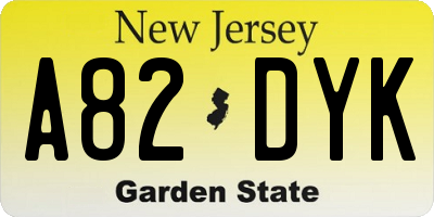 NJ license plate A82DYK
