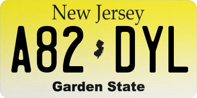 NJ license plate A82DYL