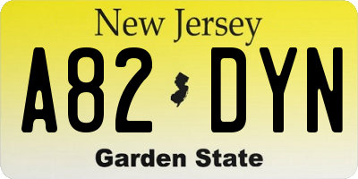 NJ license plate A82DYN