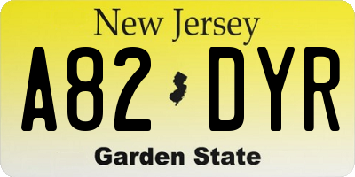 NJ license plate A82DYR