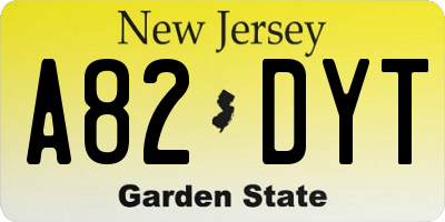 NJ license plate A82DYT