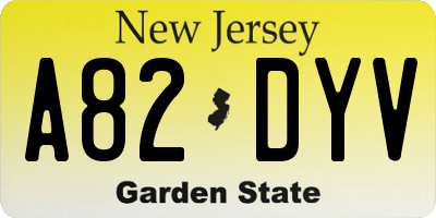 NJ license plate A82DYV