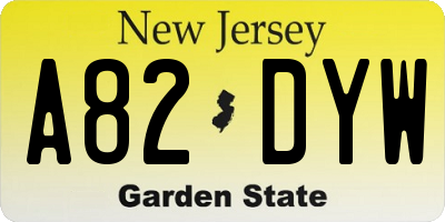 NJ license plate A82DYW