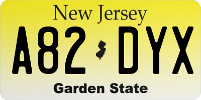 NJ license plate A82DYX