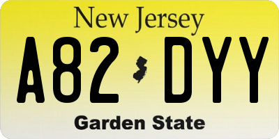 NJ license plate A82DYY