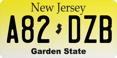 NJ license plate A82DZB