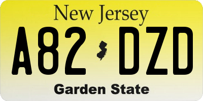 NJ license plate A82DZD