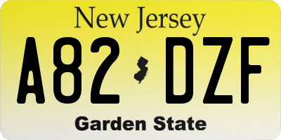 NJ license plate A82DZF