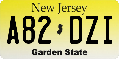 NJ license plate A82DZI