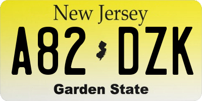 NJ license plate A82DZK