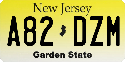 NJ license plate A82DZM