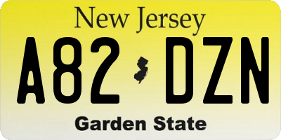 NJ license plate A82DZN
