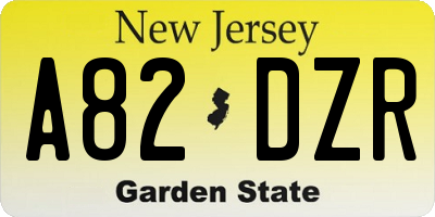 NJ license plate A82DZR