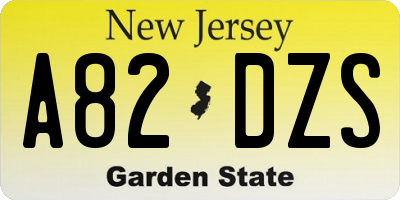NJ license plate A82DZS