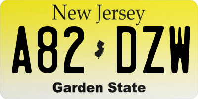 NJ license plate A82DZW