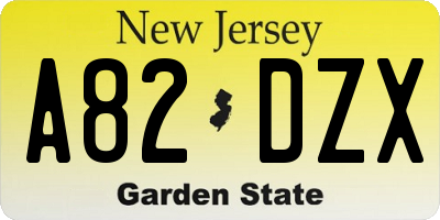 NJ license plate A82DZX