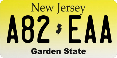 NJ license plate A82EAA