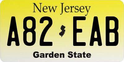 NJ license plate A82EAB