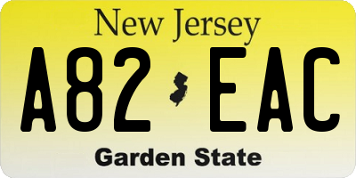 NJ license plate A82EAC