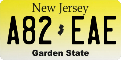 NJ license plate A82EAE